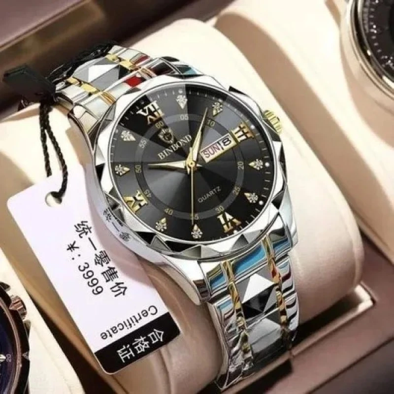 BINBOND 2521 Luxury Brand Luminous Quartz Watch For Men (Black)